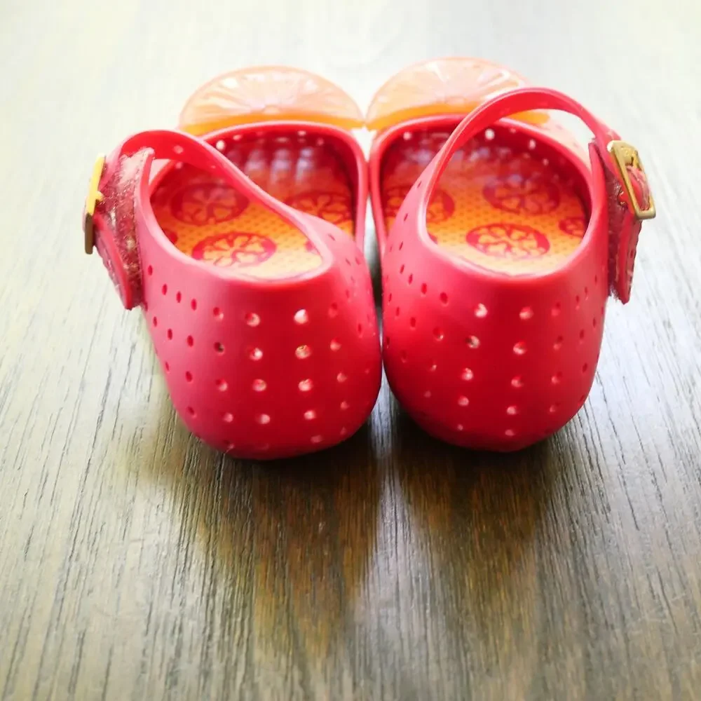 Mini Melissa Furadinha Pop Fruit Mary Janes Shoes Toddler Girls 6 Pink Orange